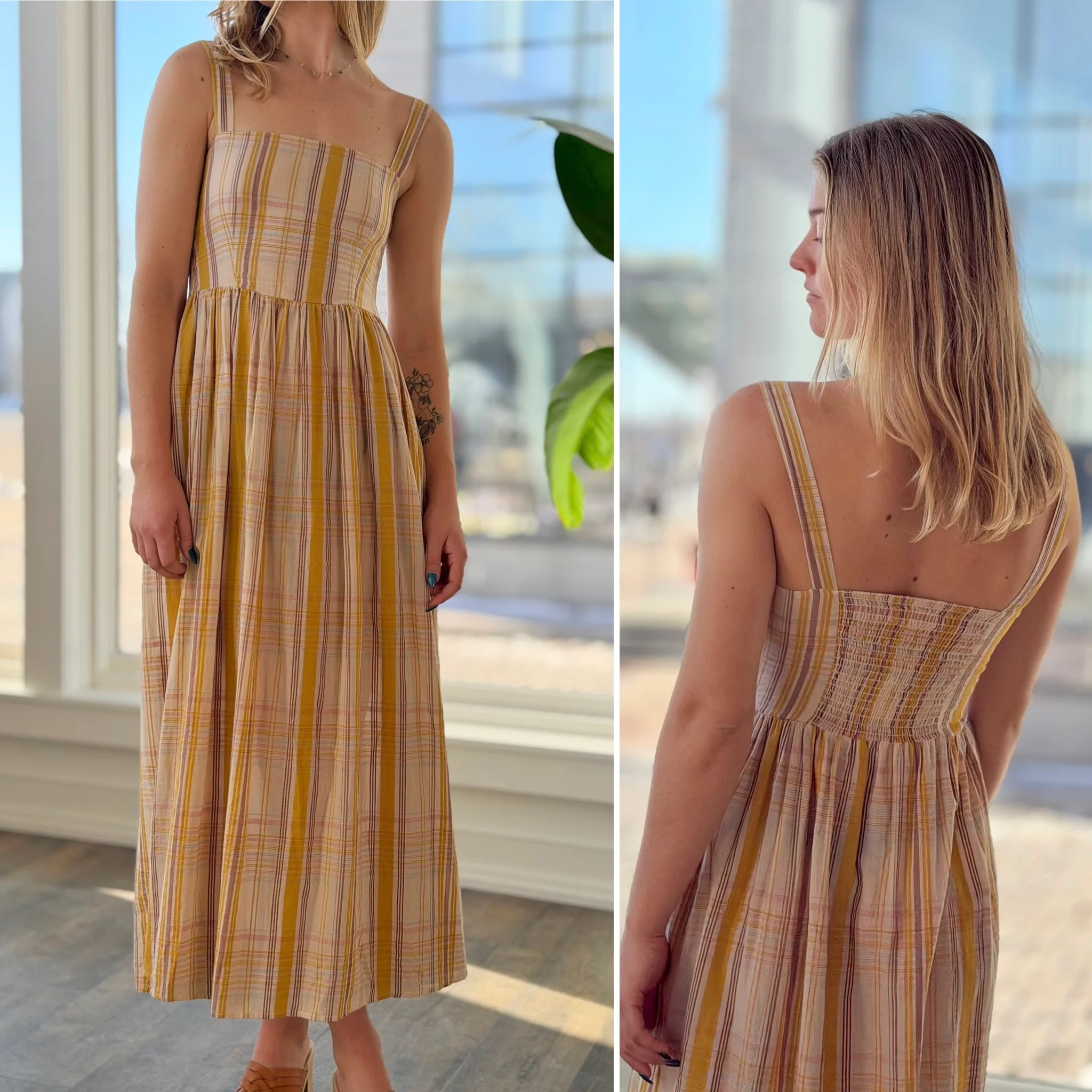 Christy Dawn Gwen Dress in Honey Plaid AS IS , Medium - Image 3