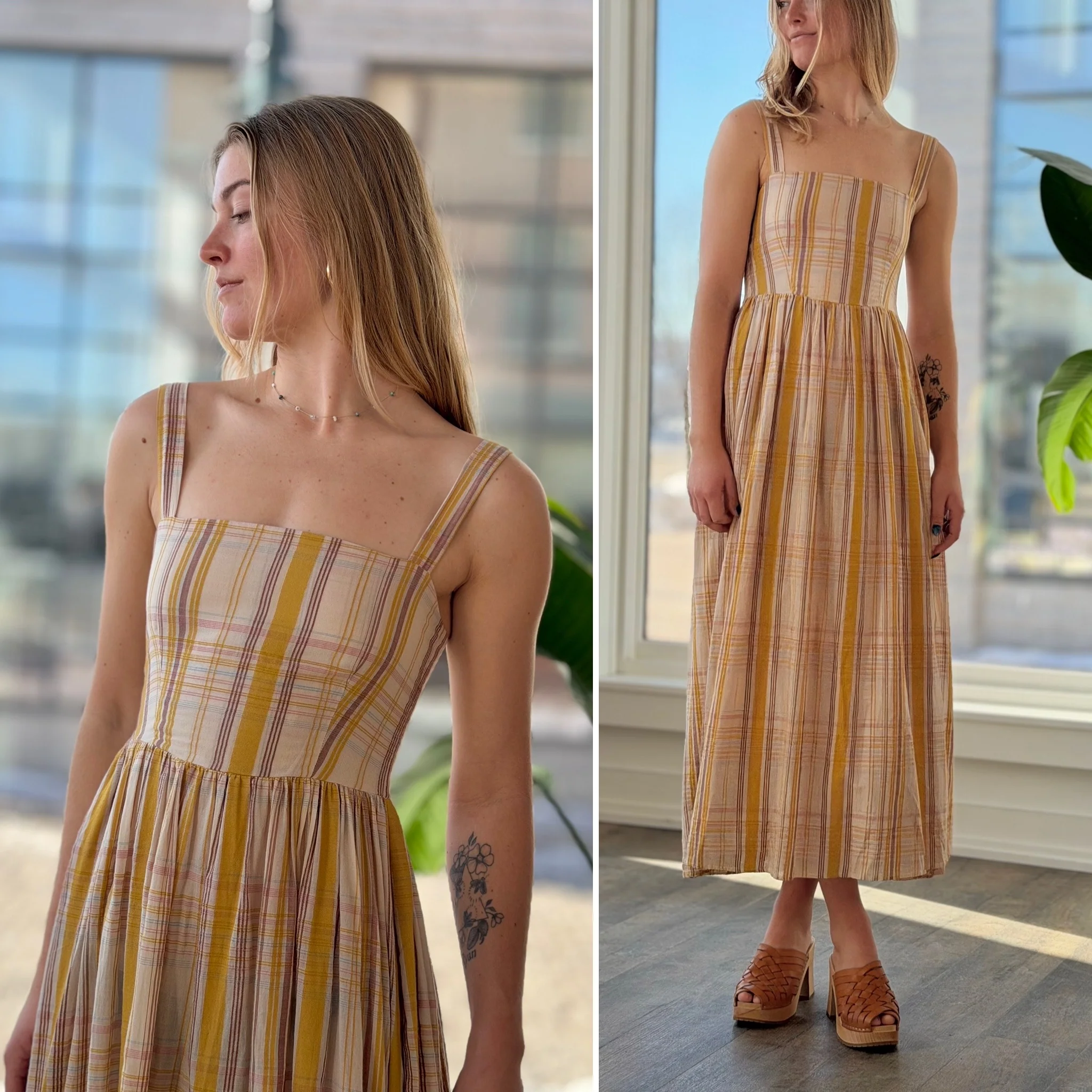 Christy Dawn Gwen Dress in Honey Plaid AS IS , Medium - Image 4