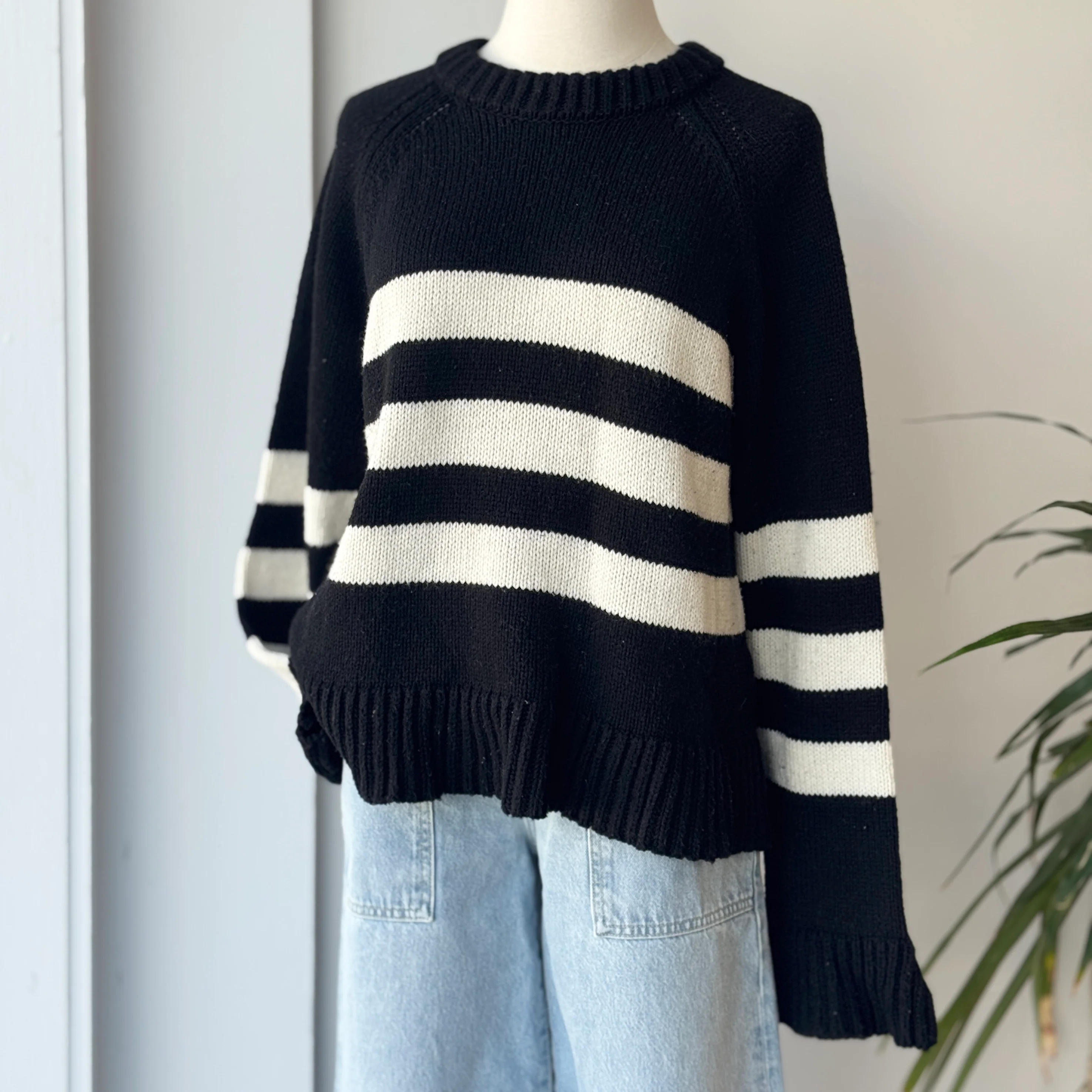 Ciao Lucia Black & White Merino Wool Sweater, Medium - Image 3