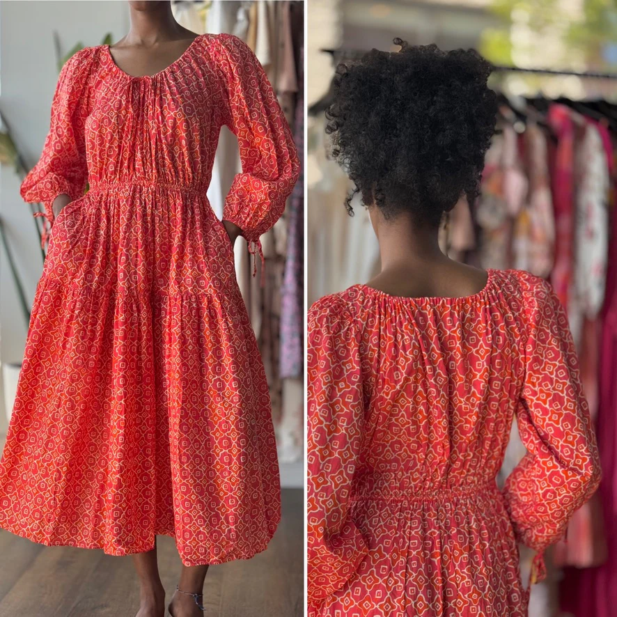 Ciao Lucia Coral Pattern Long Sleeve Dress, Small - Image 3