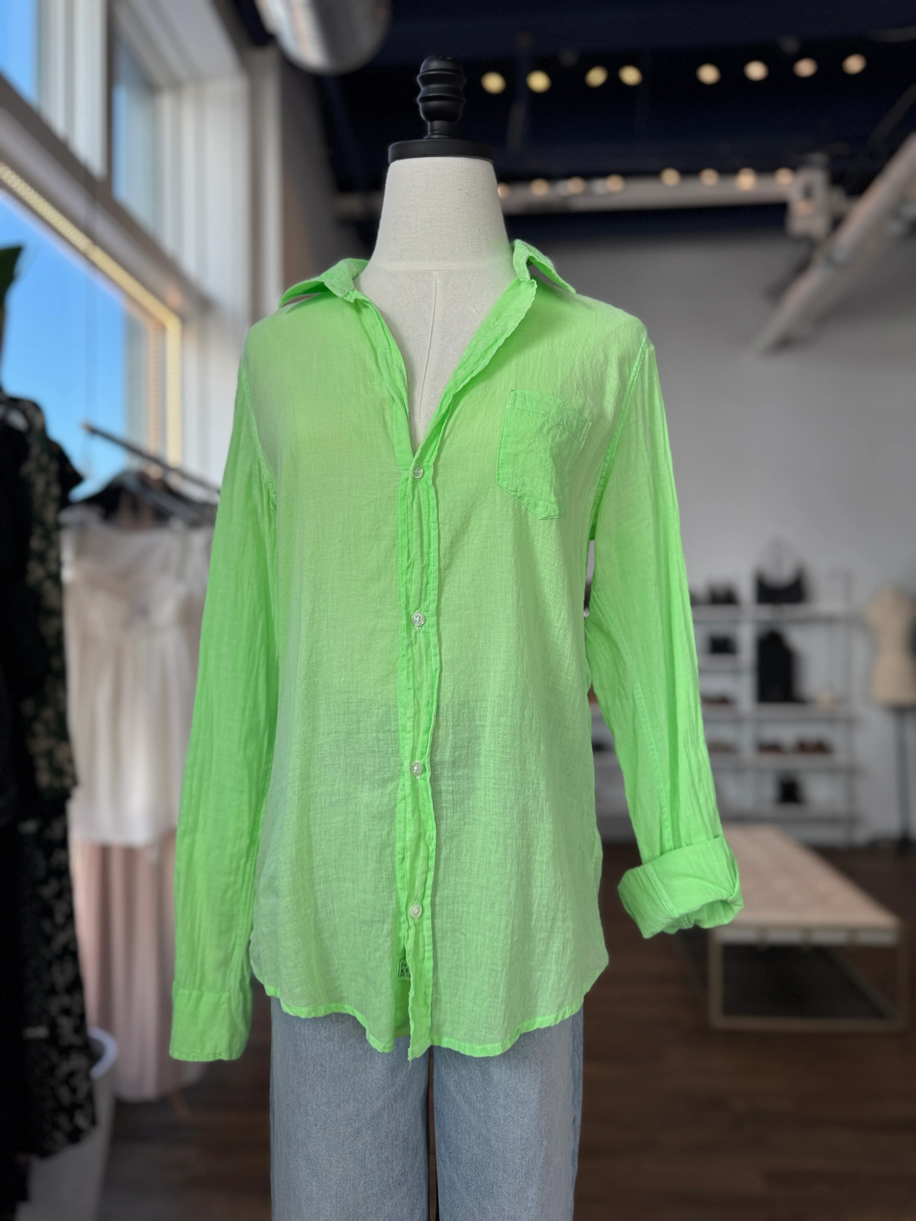 Frank & Eileen Lime Green Barry Shirt, Medium - Image 3