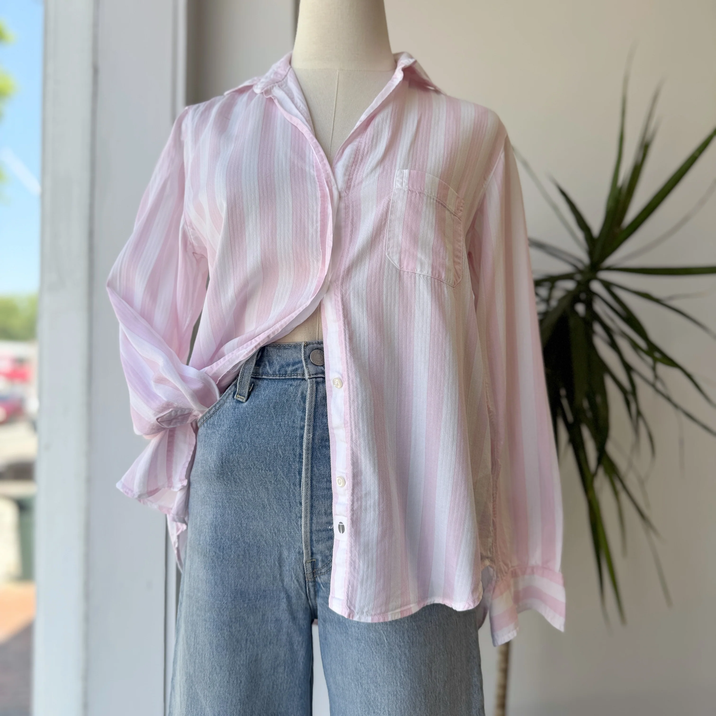 Grayson Pink & White Striped Button Up - couple tiny marks, XSmall - Image 3