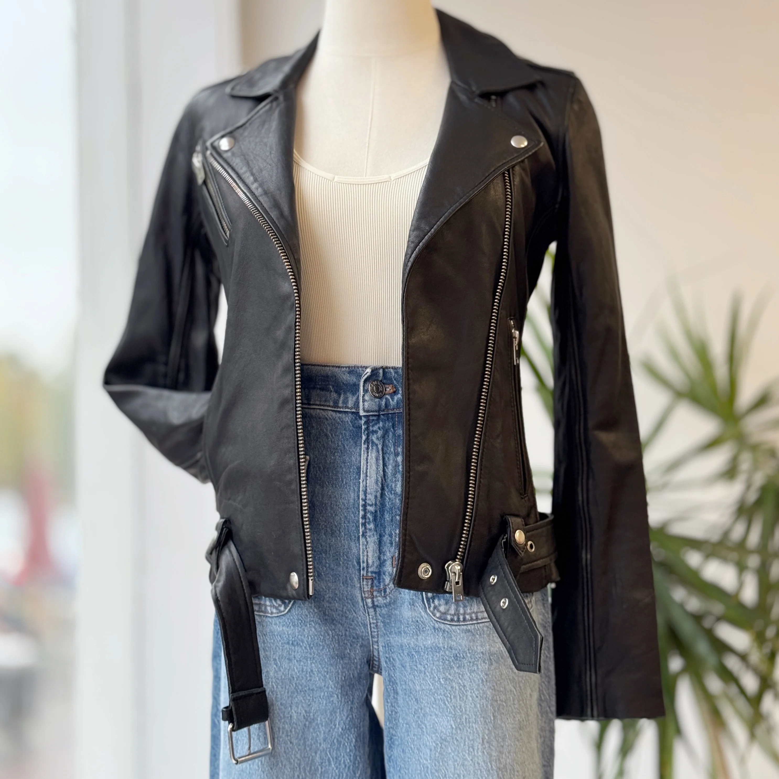 IRO Tamie Black Lamb Leather Jacket, 36 / Small - Image 3