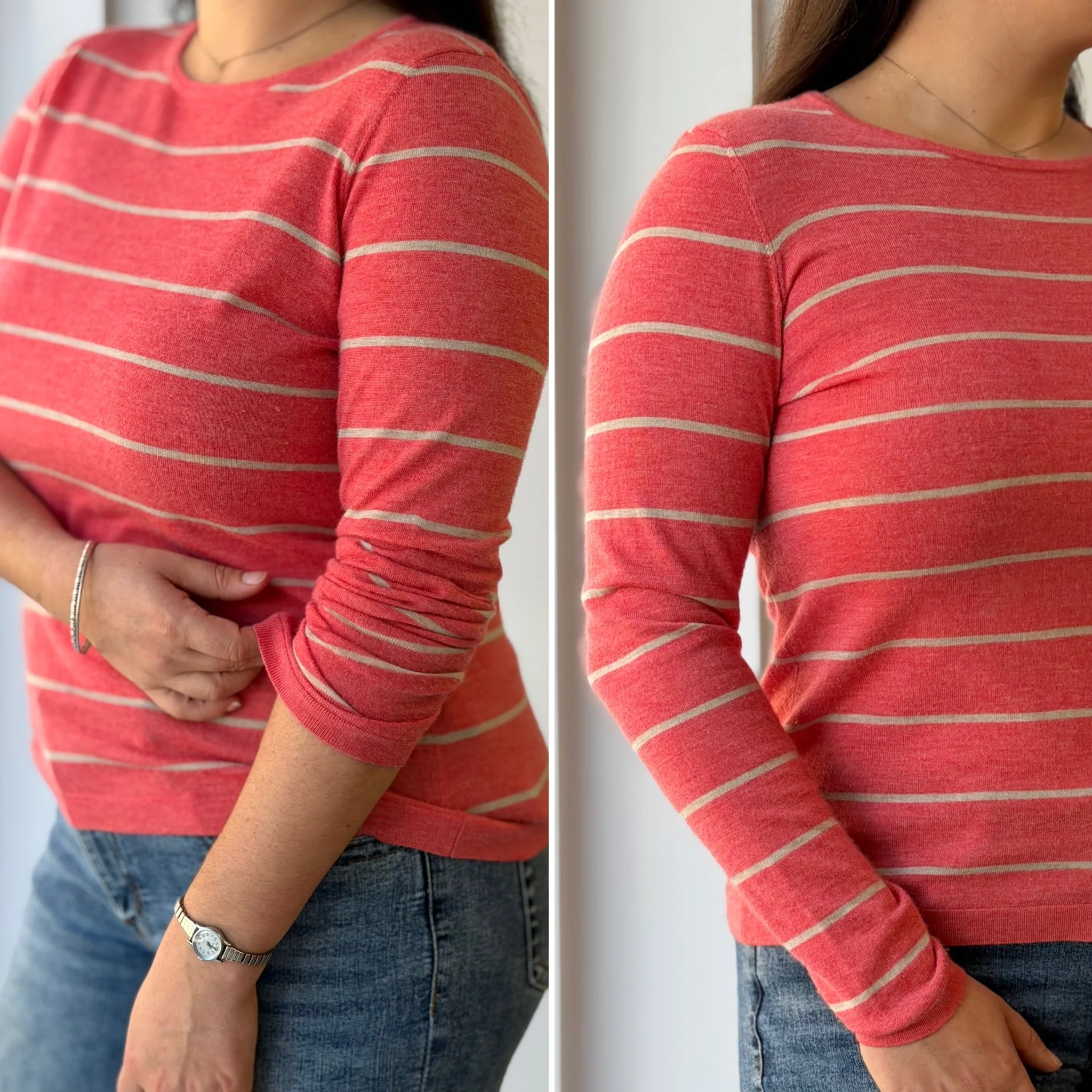 Kinross 100% Cashmere Striped Sweater, Large - Image 3