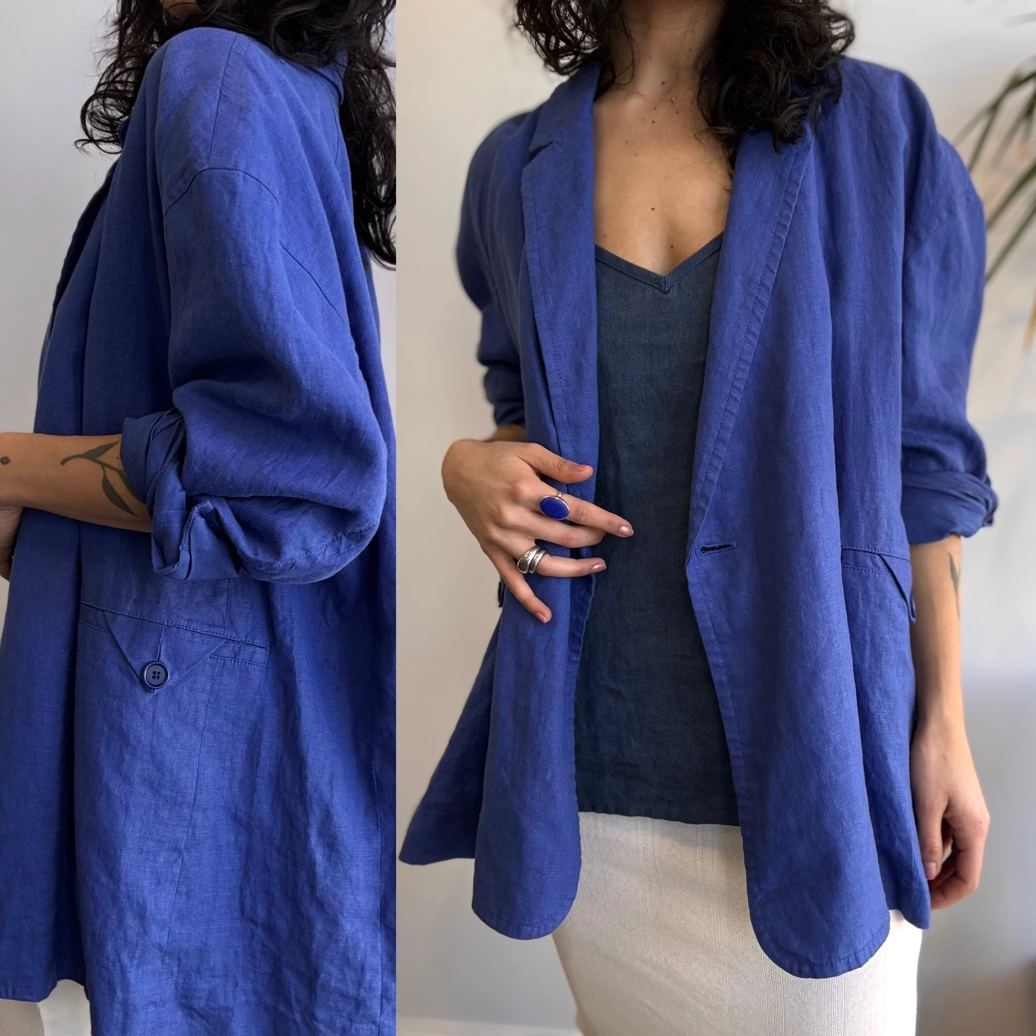 Madewell NWT Cobalt Double Breasted Linen Blazer, size XXLarge - Image 3