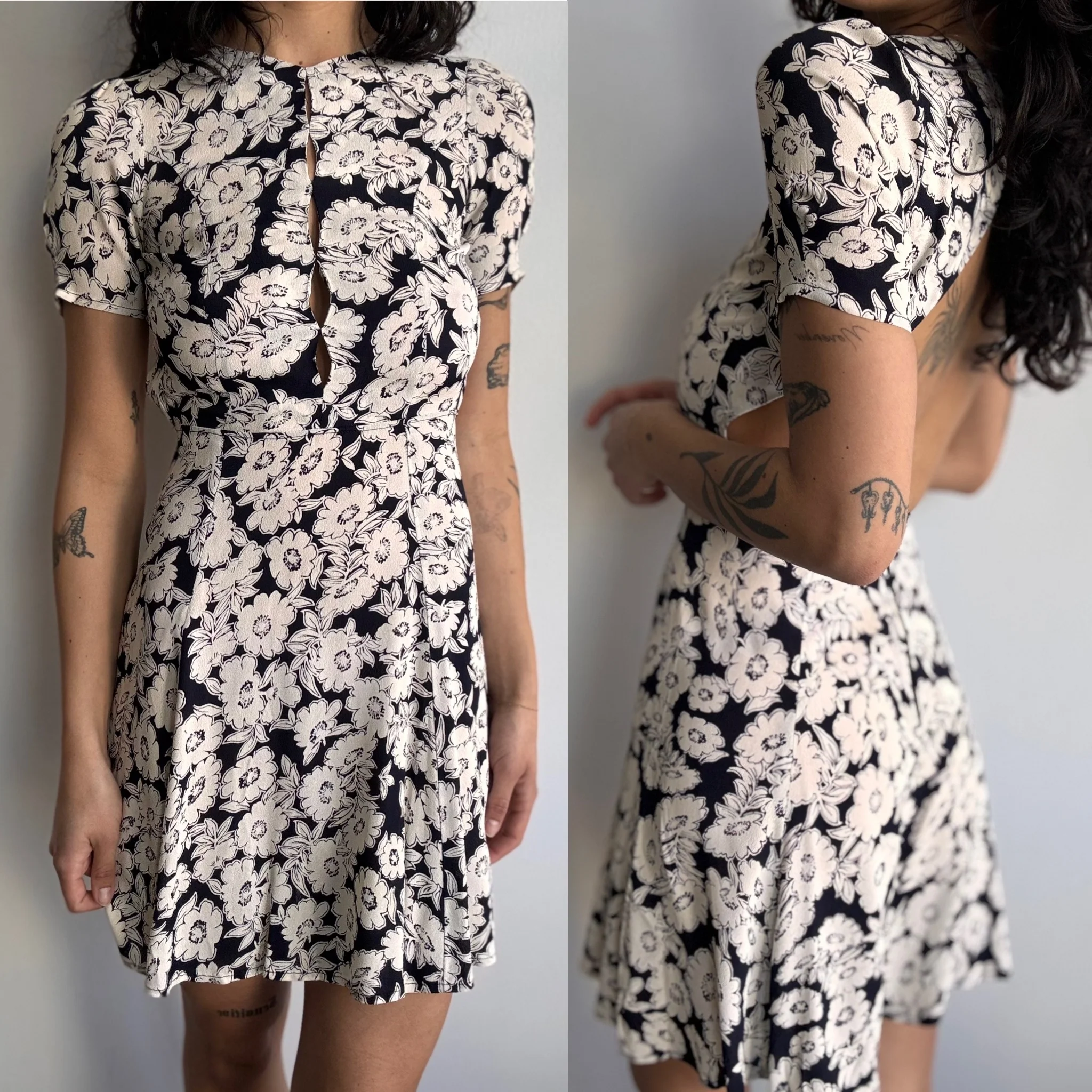 Reformation Floral Open Back Mini Dress, 2 - Image 3