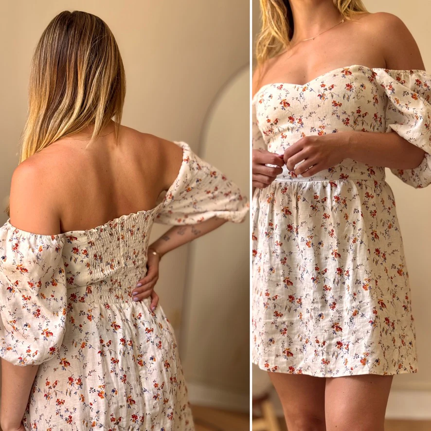 Reformation Linen Floral Sweetheart Neck Mini Dress, 6 - Image 3